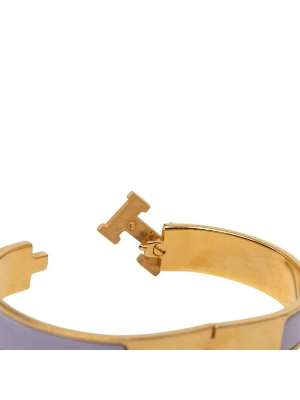Hermes Click PM Bracelet Bangle Gold Purple Plated Enamel